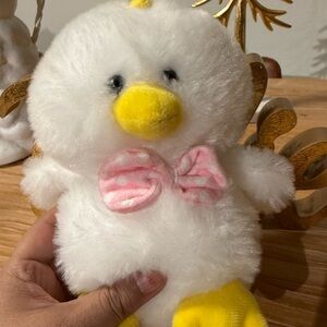 Fluffy White and Yellow Duck Plush Toy